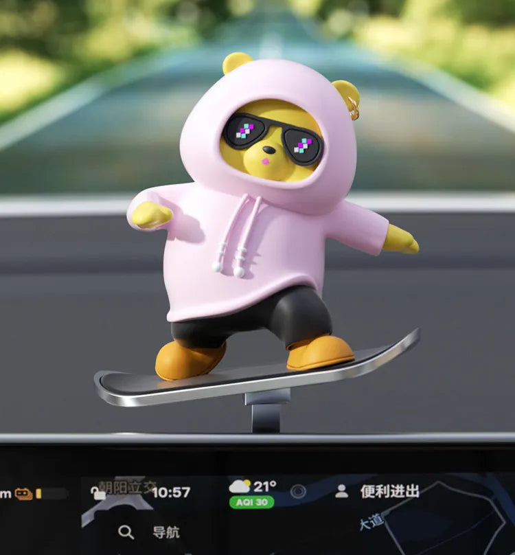 The Skating Bear That Rides on Car Dashboard