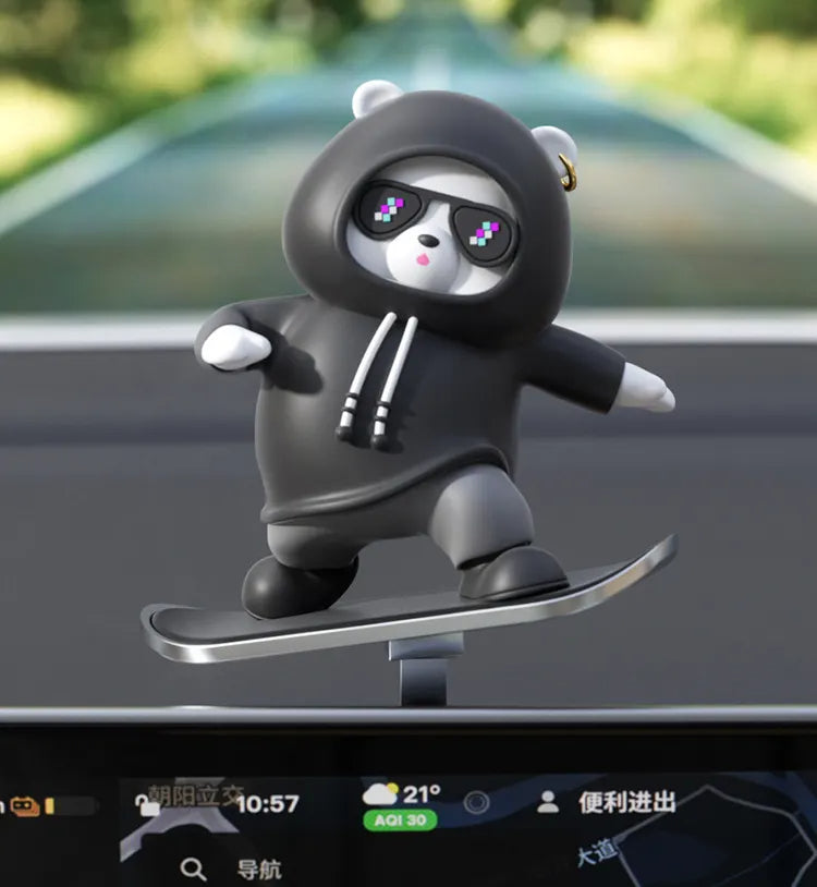 The Skating Bear That Rides on Car Dashboard