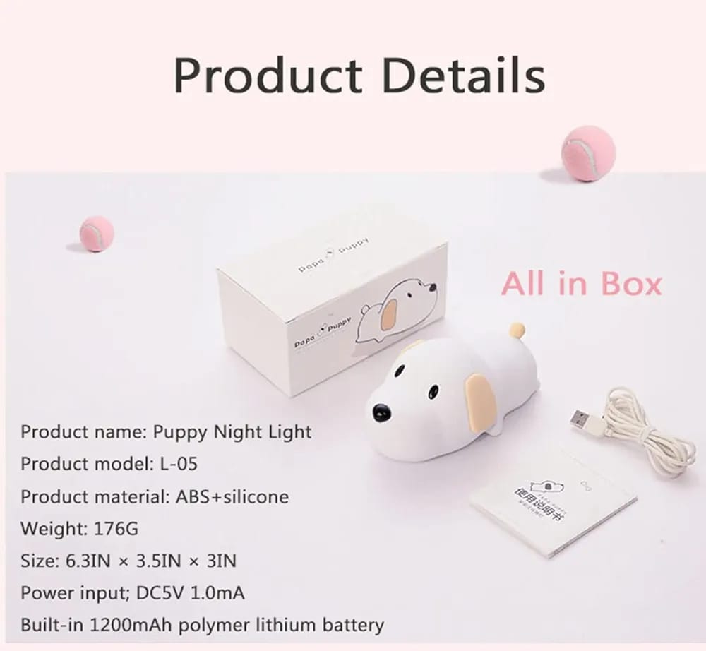 CUTE PUPPY SILICONE LED NIGHT LIGHT